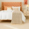 Pie de Cama Decorativo Rombo Beige con Flecos Casa LiLe