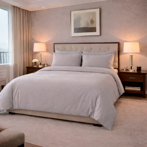 Duvet Hotelero Gris 144 Hilos Polialgod n 50/50 + Fundas Casa LiLe