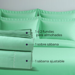Alternative view of Juego de Sábanas Verde Menta