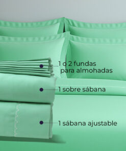 Alternative view of Juego de Sábanas Verde Menta