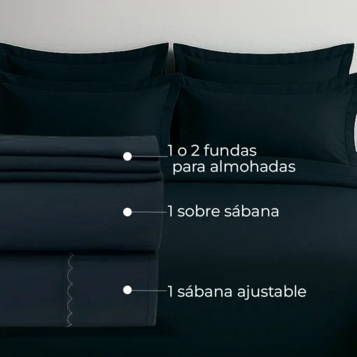 Juego de S banas Algod n Azul Oscuro 400 hilos Casa LiLe