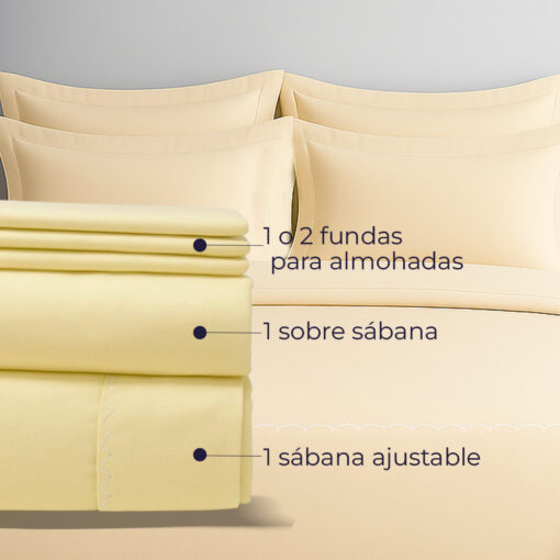 Juego de sábanas algodón beige