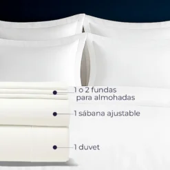 Juego de Duvet 300 hilos blanco Casa LiLe