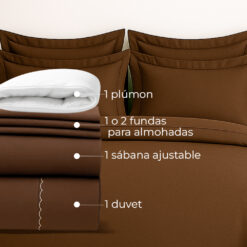 juego de duvet más plumón café
