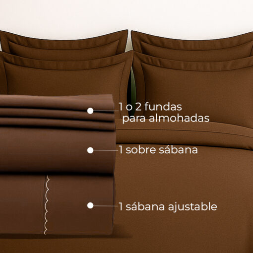 Juego de sábanas café