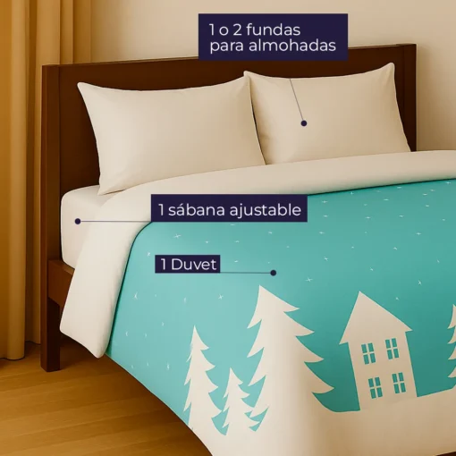 Duvet Navide o Doble Faz Invierno Azul Casa LiLe