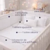 Combo Dulces Sue os Peque n Blanco Set Completo de Cuna con Bumper + Juego de S banas + Almohada + Cojines + Protector Antifluido Casa LiLe