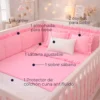 Combo Dulces Sue os Peque n Rosado Set Completo de Cuna con Bumper + Juego de S banas + Almohada + Cojines + Protector Antifluido Casa LiLe