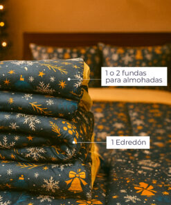 Alternative view of Edredón Navideño – Estrella de Noche Buena Diseño Doble Faz