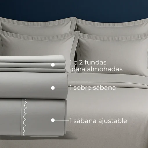 Juego de S banas 300 Hilos Gris Casa LiLe