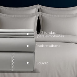 Alternative view of Juego de Duvet 300 hilos Gris Claro