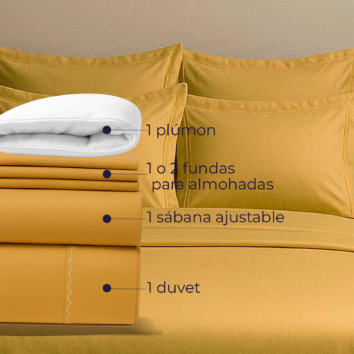 juego de duvet más plumón oro