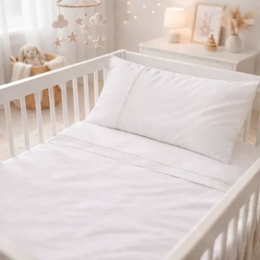 Juego de s banas beige con bordado beige para cuna Casa LiLe
