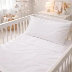 Juego de s banas blanco con bordado blanco para cuna Casa LiLe