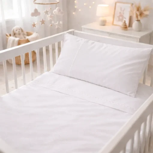 Juego de s banas blanco con bordado blanco para cuna Casa LiLe