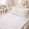 Juego de s banas blanco con bordado rosado para cuna Casa LiLe