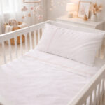 Sábana ajustable + funda para cuna blanca