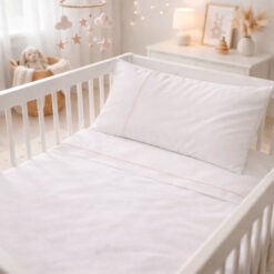 Sábana ajustable + funda para cuna blanca