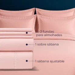 Juego de S banas 300 Hilos Palo Rosa Casa LiLe