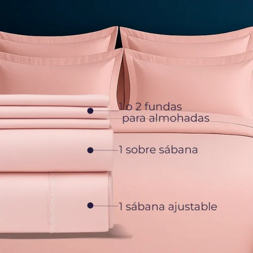 Juego de S banas 300 Hilos Palo Rosa Casa LiLe