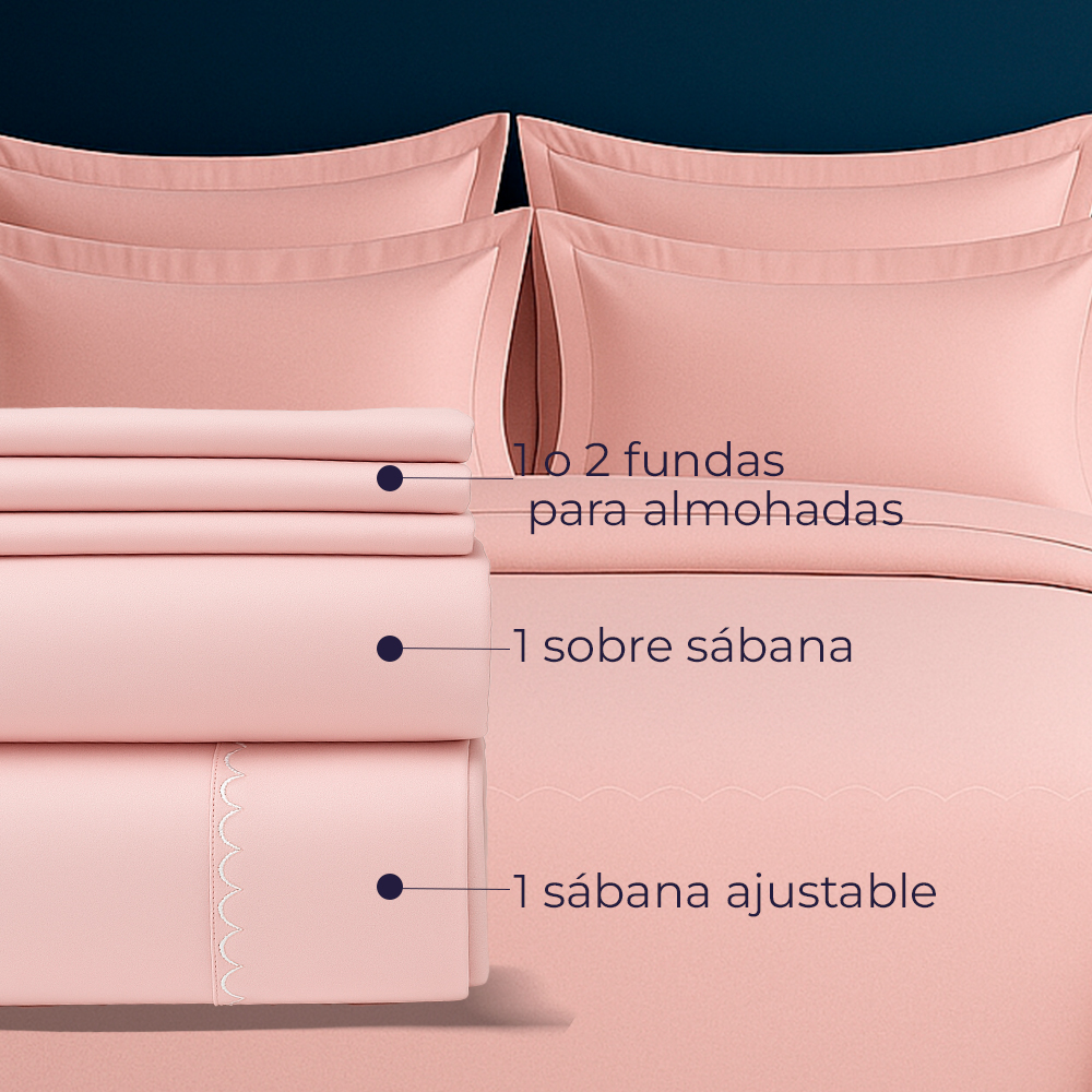 Juego de Sábanas 300 Hilos Palo Rosa - Imagen 2