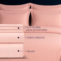 Juego de Duvet de 300 Hilos Palo Rosa Casa LiLe
