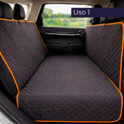 Alternative view of Protector impermeable para silla trasera o baúl 3 en 1 borde naranja