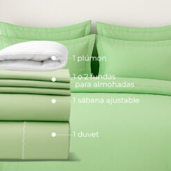 Juego de duvet más plumón verde manzana