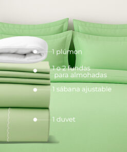 Juego de duvet más plumón verde manzana