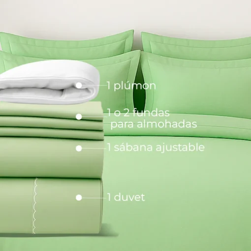 Combo: juego de duvet verde manzana + plum n Casa LiLe