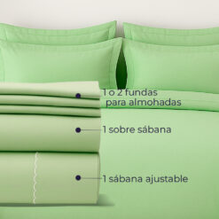 Juego de sabanas verde manzana