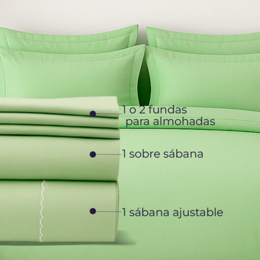 Juego de sabanas verde manzana