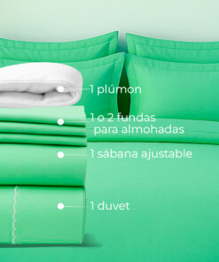 juego de duvet más plumón verde menta
