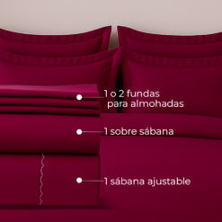 Juego de sábanas vinotinto