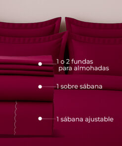 Juego de sábanas vinotinto