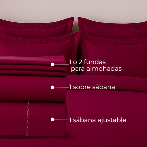 Juego de sábanas vinotinto