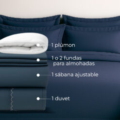 Juego de duvet más plumón azul noche