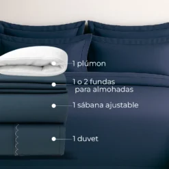 Combo: juego de duvet azul noche + plum n Casa LiLe