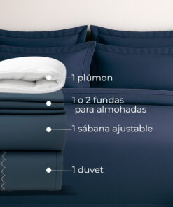 Juego de duvet más plumón azul noche