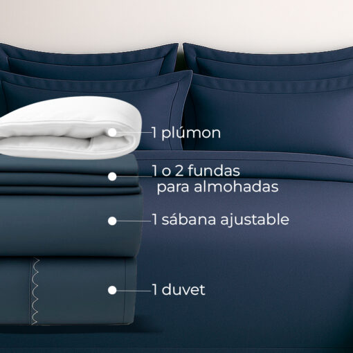 Juego de duvet más plumón azul noche