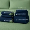 Combo Fresh Infantil Azul Oscuro y Verde Oliva Juego de S banas Azul Oscuro + Cubrelecho Infantil Azul Oscuro/Verde Oliva Casa LiLe