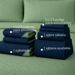 Alternative view of Combo Fresh Infantil Azul Oscuro y Verde Oliva – Juego de Sábanas Azul Oscuro + Cubrelecho Infantil Azul Oscuro/Verde Oliva