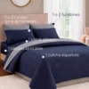 Combo Fresh Azul Oscuro + Juego de S banas + Colcha Azul-Gris en Microfibra Casa LiLe