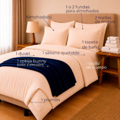 Alternative view of Combo Soltero 1000 Beige- Protector Antifluido, Plumón, Almohada(s), Juego Duvet, Cobija Bunny y Toallas