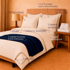 Alternative view of Combo Soltero 1000 Beige Premium - Protector Antifluido, Plumón, Almohada(s), Juego Duvet, Cobija Bunny y Toallas