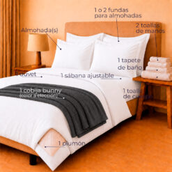 Alternative view of Combo Soltero 1000 Blanco - Protector Antifluido, Plumón, Almohada(s), Juego Duvet, Cobija Bunny y Toallas