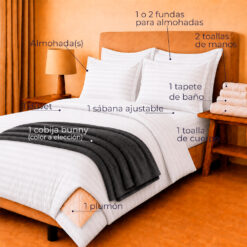 Alternative view of Combo Soltero 1000 Blanco Premium - Protector Antifluido, Plumón, Almohada(s), Juego Duvet, Cobija Bunny y Toallas
