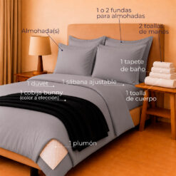 Alternative view of Combo Soltero 1000 Gris Claro - Protector Antifluido, Plumón, Almohada(s), Juego Duvet, Cobija Bunny y Toallas