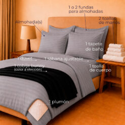 Alternative view of Combo Soltero 1000 Gris Claro Premium - Protector Antifluido, Plumón, Almohada(s), Juego Duvet, Cobija Bunny y Toallas
