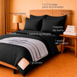 Alternative view of Combo Soltero 1000 Gris Oscuro Premium - Protector Antifluido, Plumón, Almohada(s), Juego Duvet, Cobija Bunny y Toallas